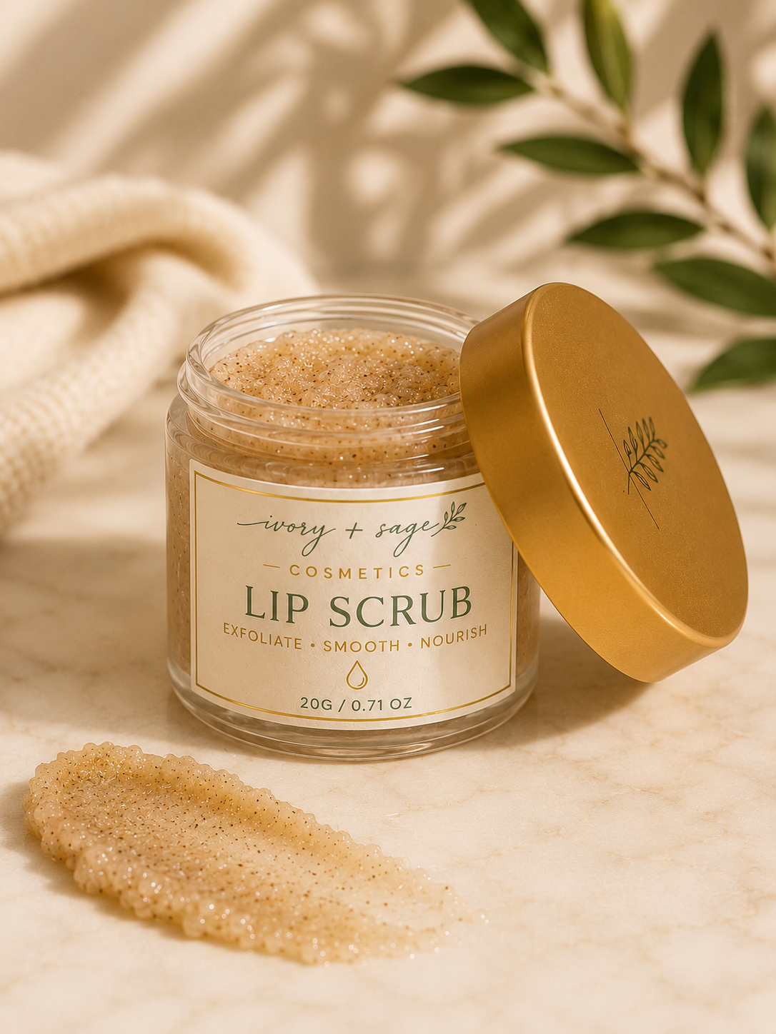 Ivory & Sage Nourishing Lip Scrub Exfoliate, Smooth & Hydrate Dry Lips