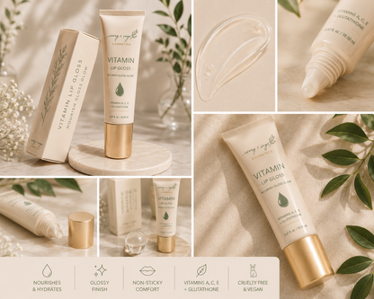 Vitamin Lip Gloss, Nourishing Shine with Vitamins A, C, E & Glutathione
