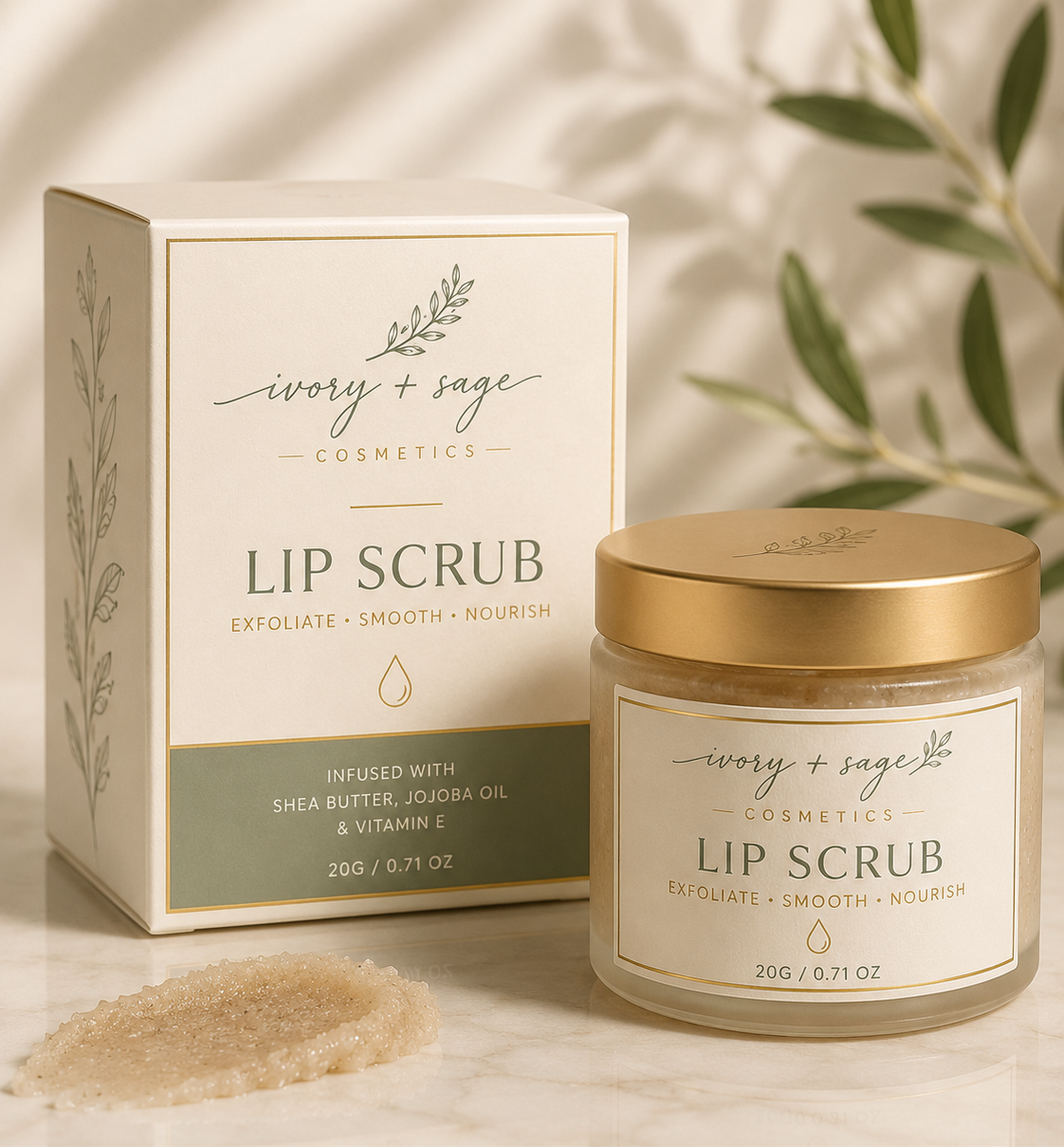 Ivory & Sage Nourishing Lip Scrub Exfoliate, Smooth & Hydrate Dry Lips
